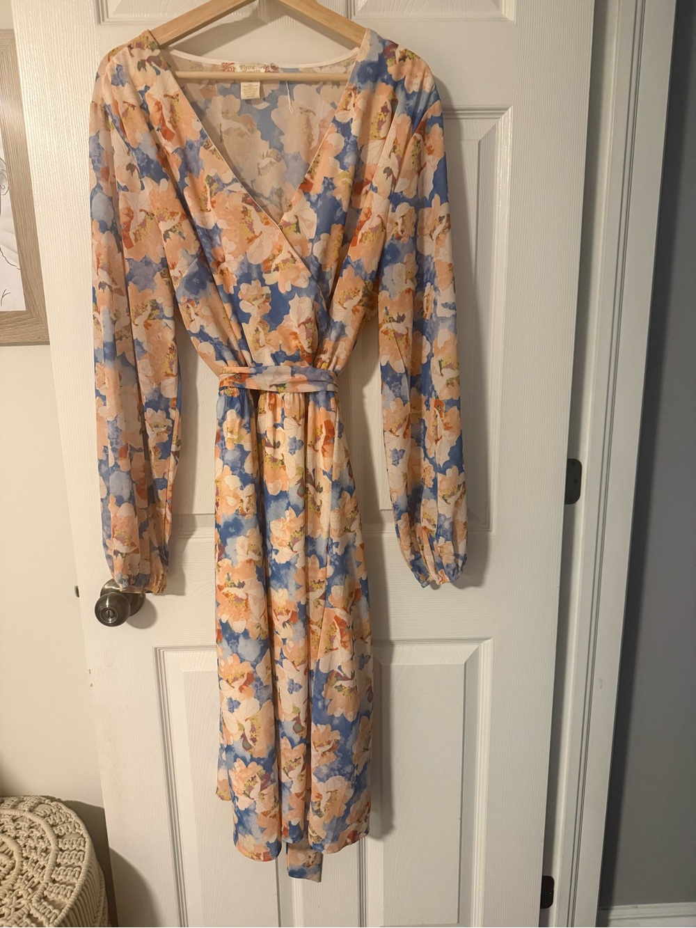 Floral Wrap Dress with Long Sleeves